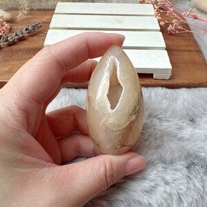 Beautiful Small Agate Druzy Egg Carving